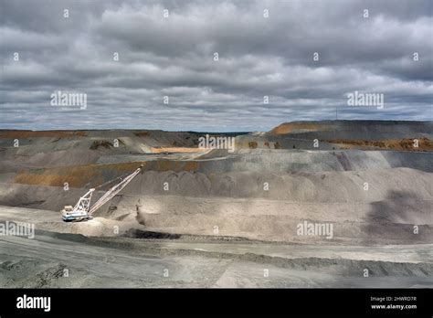 Aerial of Dragline operating in the BMA Blackwater Coal Mine Central Queensland Australia Stock ...