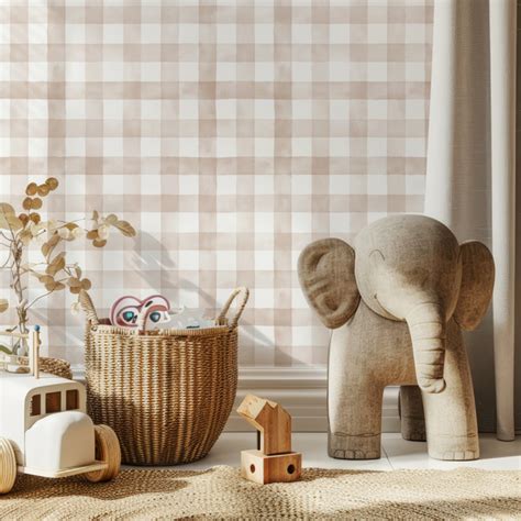 Papel De Parede Autocolante Xadrez Nude Clean Quarto Infantil Shopee