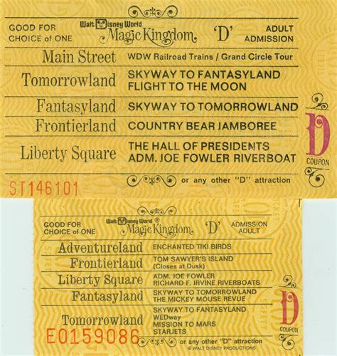 Vintage Disneyland Tickets Skyway Saturday At Walt Disney World