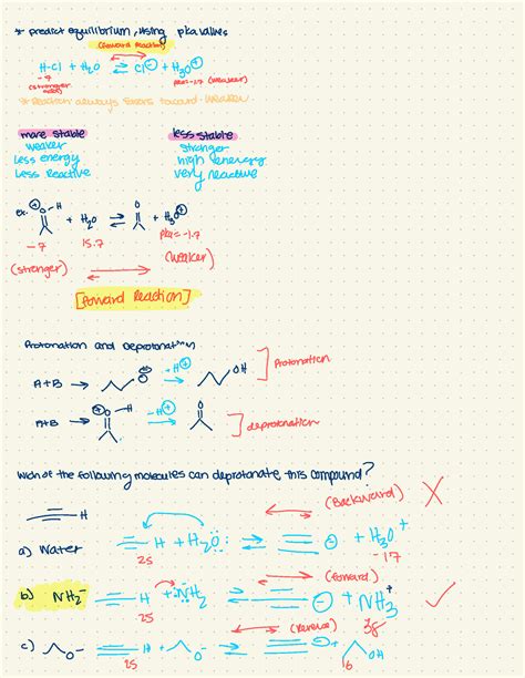 Orgo 1 2 6 Orgo 1 Notes Predict Equilibrium Using Pka Valves