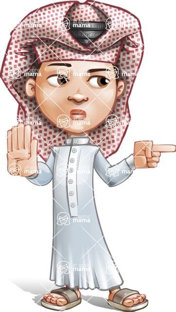 Little Muslim Boy Cartoon Vector Character Aka Nabil Direct Attention 2 Graphicmama