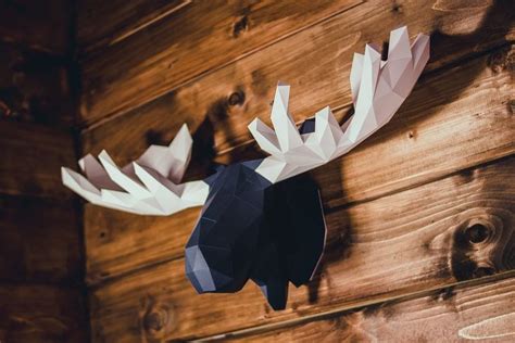 DIY Moose Head 3D model template | Diy template, Paper crafts, Moose head