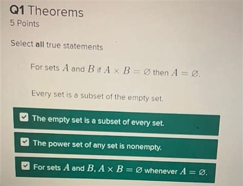 Solved Q1 Theorems 5 Points Select All True Statements For