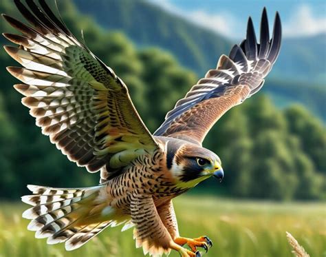 predatory hunter falcon flying   field premium ai generated image