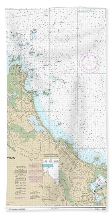 Nautical Chart 13269 Cohasset Scituate Harbors Beach Towel Nautical Products For Sea Lovers