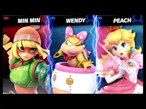 Min Min LV 9 VS Wendy And Peach LV 4 CPU Battle Super Smash Bros