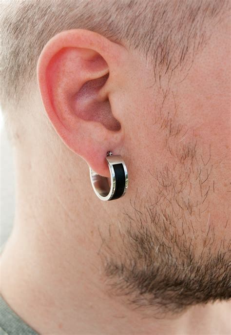 Mens Hoop Earrings Large Huggie Hoop Earrings For Men Leather Etsy Uk