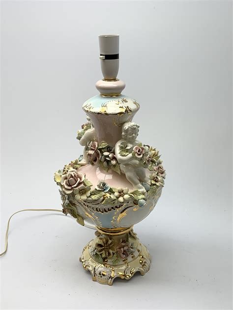 A Italian Capodimonte Style Lamp Base Of Pedestal Urn Form With