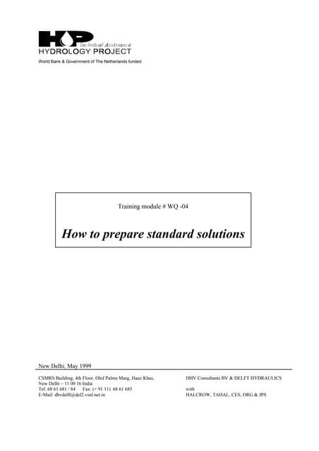 How To Prepare Standard Solutions Pdf