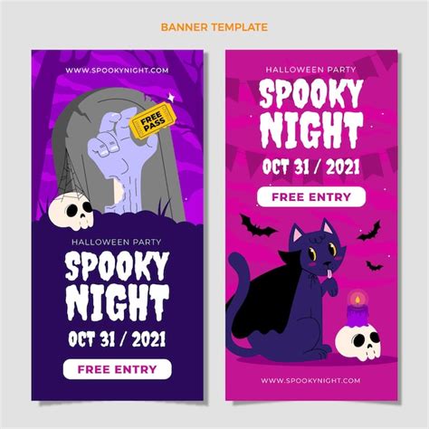 Handgezeichnete Flache Vertikale Halloween Banner Set Kostenlose Vektor