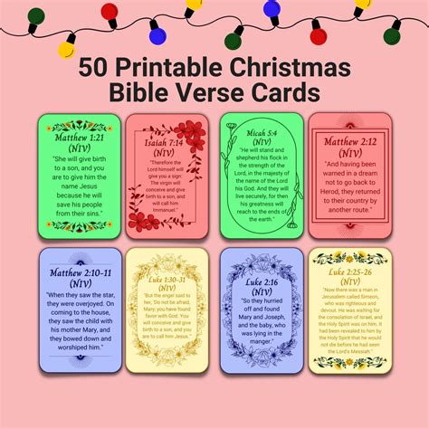 Printable Christmas Bible Verse Cards, Bible Study Tools, Memory Verse ...