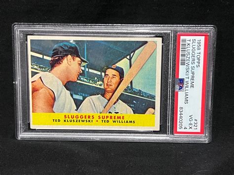 TED WILLIAMS KLUSZEWSKI 1958 TOPPS SLUGGERS SUPREME CARD 321 VG EX