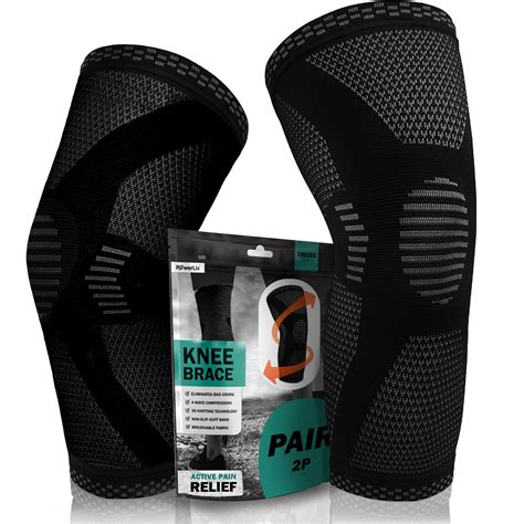 POWERLIX Knee Compression Sleeve (Pair) - Best Knee Brace for Knee Pain