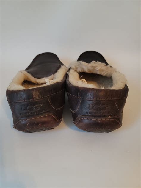 Ugg Ascot Size 9 Brown Suede Leather Sheep Skin Slippers Moccasins