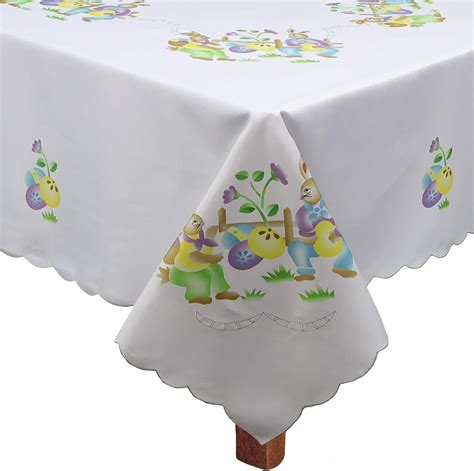 Amazon Creative Linens Easter Bunny Egg Tablecloth 68 Square