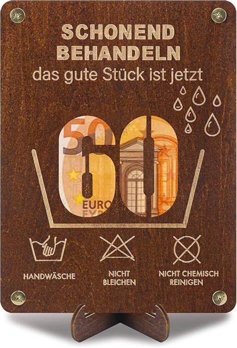 Witzige 60 Geburtstag Geldgeschenke Holz Mit Geburtstagskarte