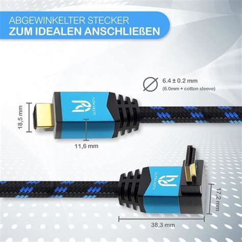 2M Câble Hdmi 2 0B 4K 60Hz Coudé 90 Degrés Cordon Ultra Hd High Speed