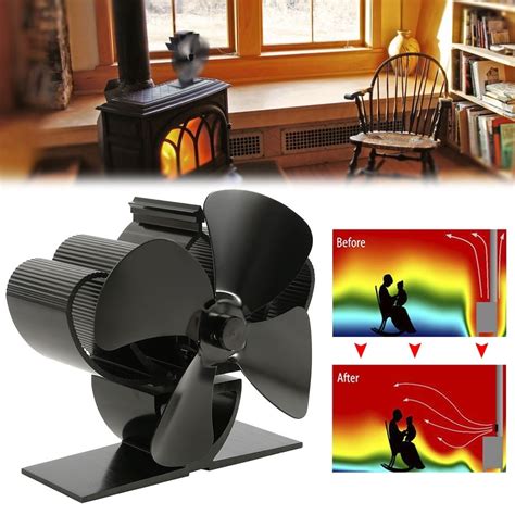 Heat Powered Stove Fan Eco Friendly Fuel Saving Fireplace Fan For Wood