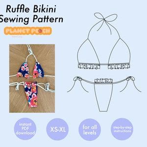 Ruffle Bikini Set Top And Bikini Bottom Pdf Sewing Pattern Sizes Xs Xl Etsy