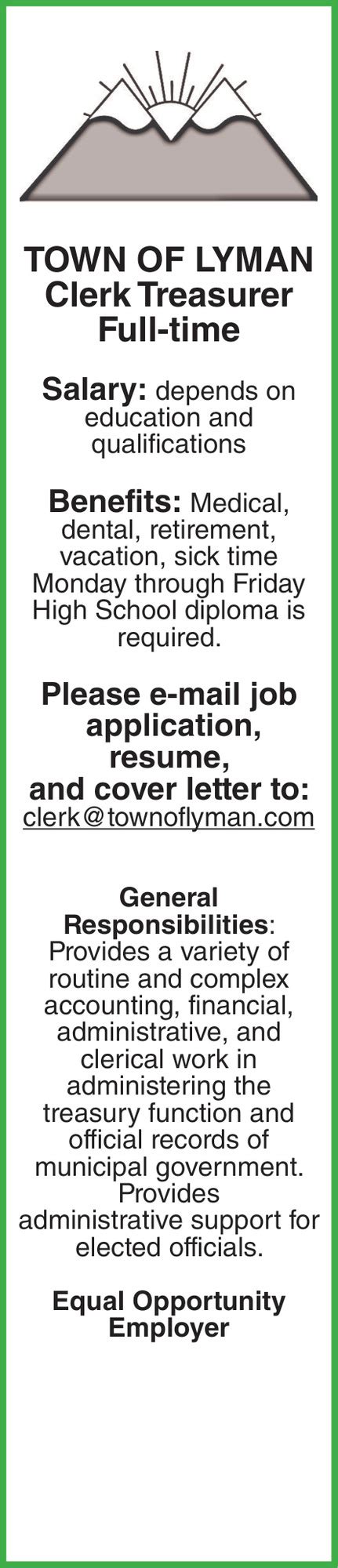 Clerk Treasurer Town Of Lyman