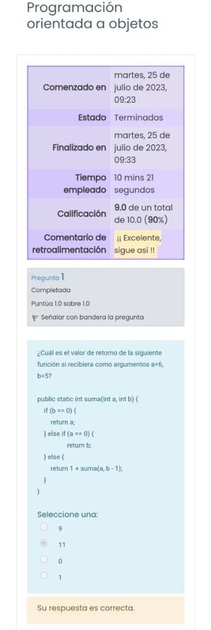 Modalidad De Exámenes Semana 2 Revisión Del Intento Programación