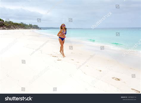 Woman Wearing Australian Flag Bikini Playing Stock Photo Edit Now 1287850114