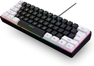 Snpurdiri Clavier Gaming AZERTY 60 Poucent Blanc Et Noir Filaire RGB