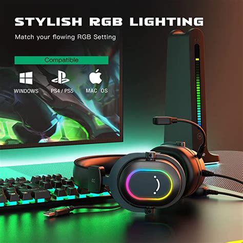 Fifine H6 USB наушники со съемным микрофоном, RGB подсветкой