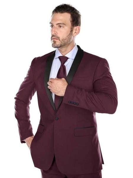 J38419 Mens Slim Fit Burgundy ~ Maroon Tuxedo