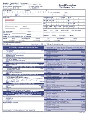 Fillable Online Nphl Special Microbiology Test Request Form The