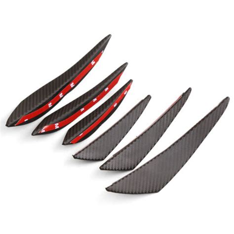 Pc Car Carbon Fiber Pattern Front Bumper Lip Splitter Fins Spoiler