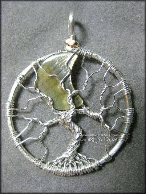 Crescent Moon Tree Of Life Pendant Sterling Silver Wire Wrap Etsy