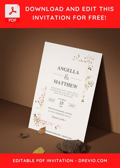 (Free Editable PDF) Delicate Spring Blossom Wedding Invitation ...