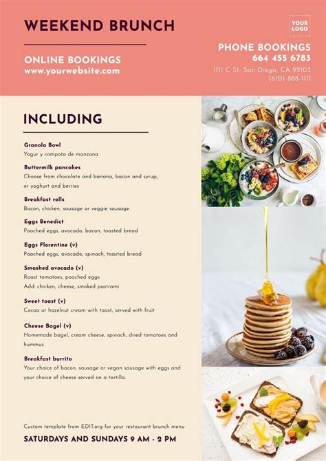 Editable Breakfast and Brunch Menu Templates