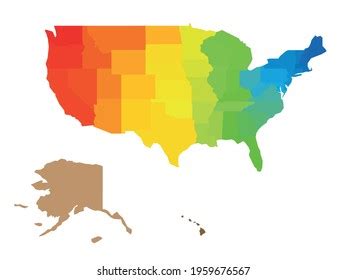 Colorful Map United States Stock Vector (Royalty Free) 1959676567 ...