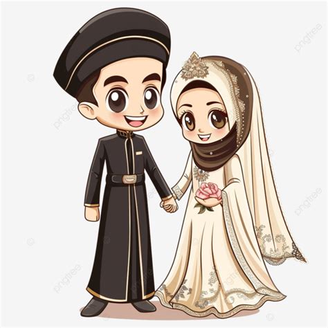 Cute Muslim Bride And Groom Cartoon Wedding Bride Muslim Png