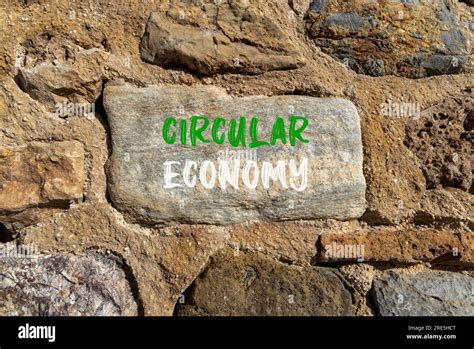 Circular Economy Symbol Concept Words Circular Economy On Beautiful Stone Beautiful Stone Wall