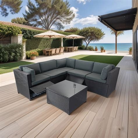 Latitude Run Timikia Pieces Rattan Sectional Outdoor Furniture