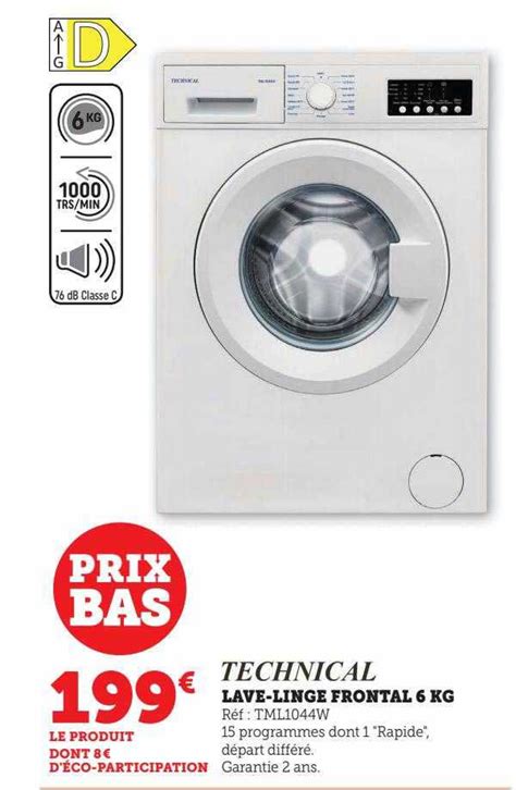 Promo Lave Linge Frontal 6 Kg Technical Chez Hyper U ICatalogue Fr