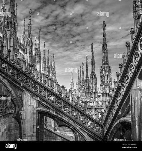 Roof Terraces Of Milan Cathedral Lombardia Italy Stock Photo Alamy