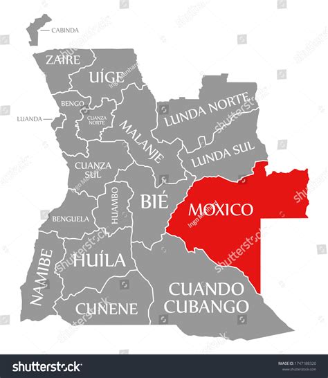 Moxico Red Highlighted In Map Of Angola Royalty Free Stock Photo