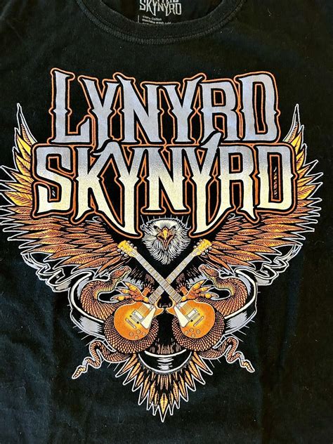 Lynyrd Skynyrd Large Eagle Double Guitars Black T Sh Gem