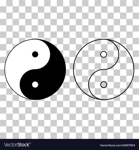 Yin Yang Set Symbol Of Harmony And Balance Line Vector Image