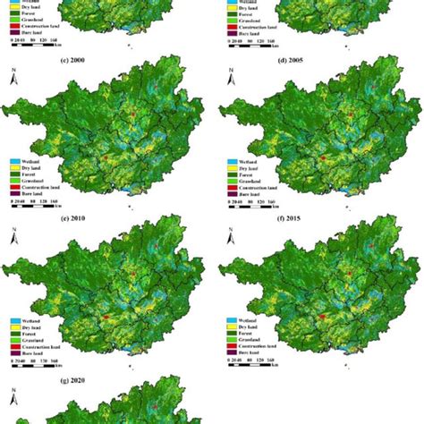 Spatial Distribution Of Land Use Types In Seven Periods From To