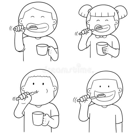 Vector Set of Children Brushing Teeth Stock Vector - Illustration of ...