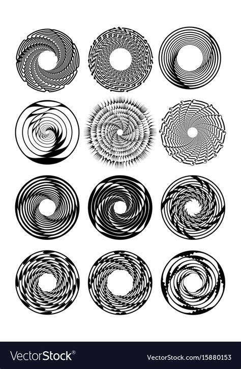 Circle design shape set in monochrome drawing Vector Image