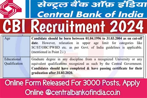 CBI Recruitment 2024 Online Form Released For 3000 Posts Apply Online