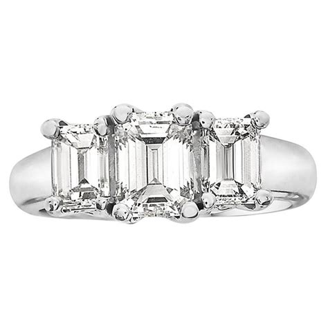 284 Carat Trilogy Platinum Emerald Cut Engagement Ring For Sale At 1stdibs Emerald Cut