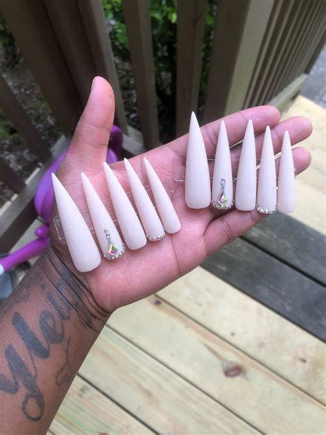 Xl Stilettos Nude Matte Press Ons Etsy