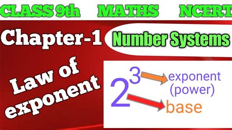 Laws Of Exponents For Real Numbers Class 9 Chapter 1 Ncert Maths Youtube